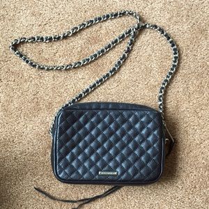 Rebecca Minkoff Small Black Leather Crossbody Bag w/ Chain Strap